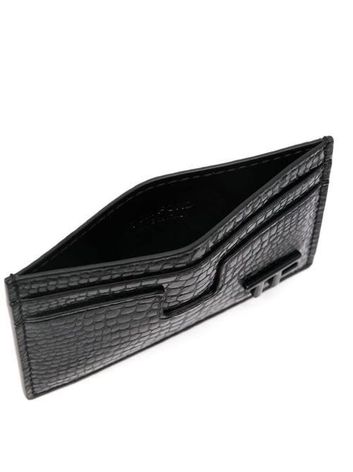 Black cardholder with logo TOM FORD | YT232LGO050L1N001